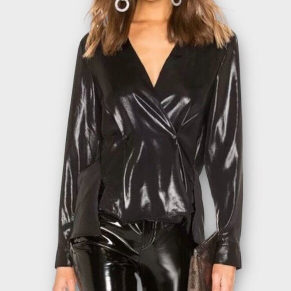 rag & bone Debbie Foil Coated Blouse Black - Picture 9 of 9